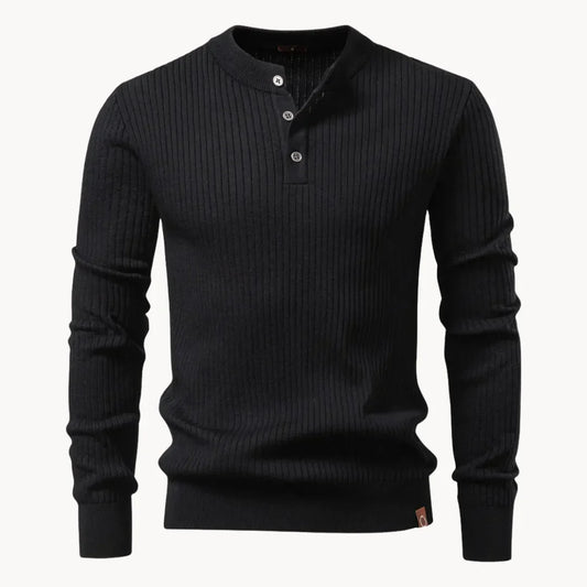 Heren Trui Ribbrei Ronde Hals Knoopsluiting Casual - StudioMarella