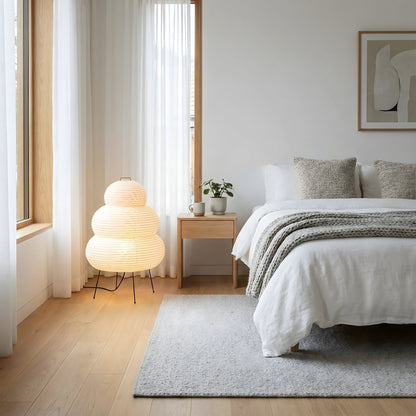 Rijstpapier staande lamp Ø40 x H23 inch wit woonkamer slaapkamer vloerlamp Japandi design sfeerlicht rijstpapier lamp