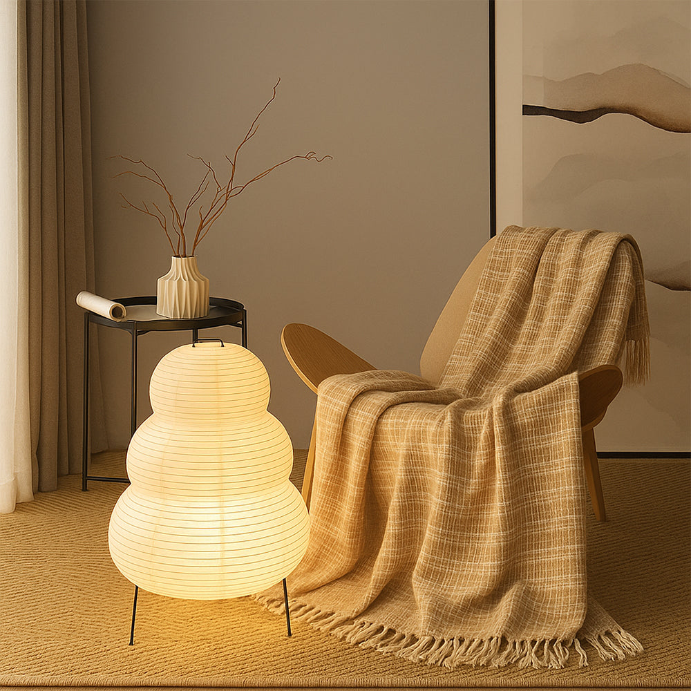 Rijstpapier staande lamp Ø40 x H23 inch wit woonkamer slaapkamer vloerlamp Japandi design sfeerlicht rijstpapier lamp