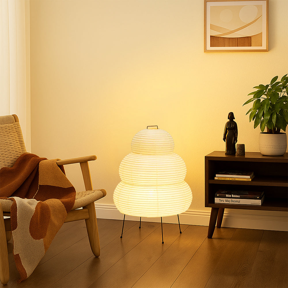 Rijstpapier staande lamp Ø40 x H23 inch wit woonkamer slaapkamer vloerlamp Japandi design sfeerlicht rijstpapier lamp