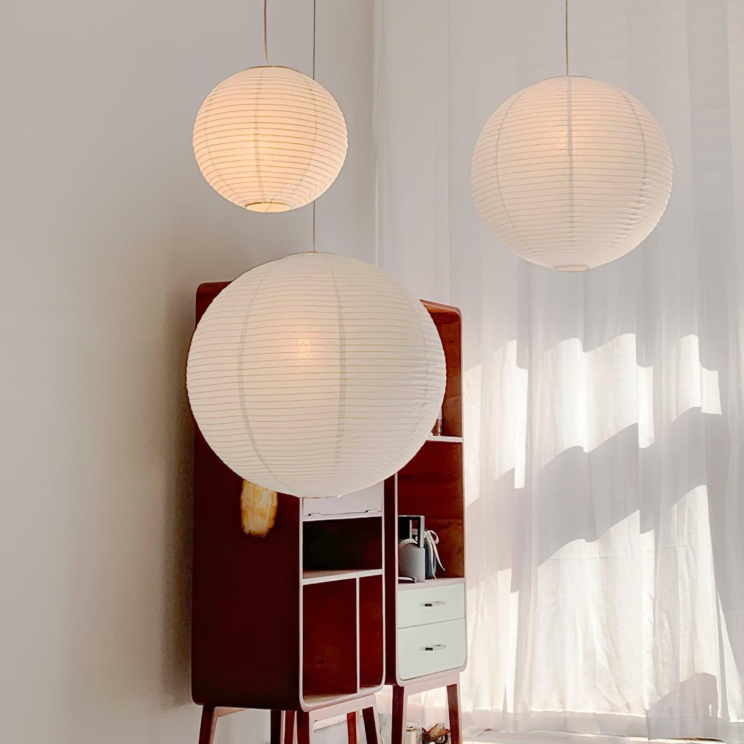 Japanse Mulberry Paper Hanglamp — Handgemaakte Washi Lampenkap Bol Sfeerverlichting