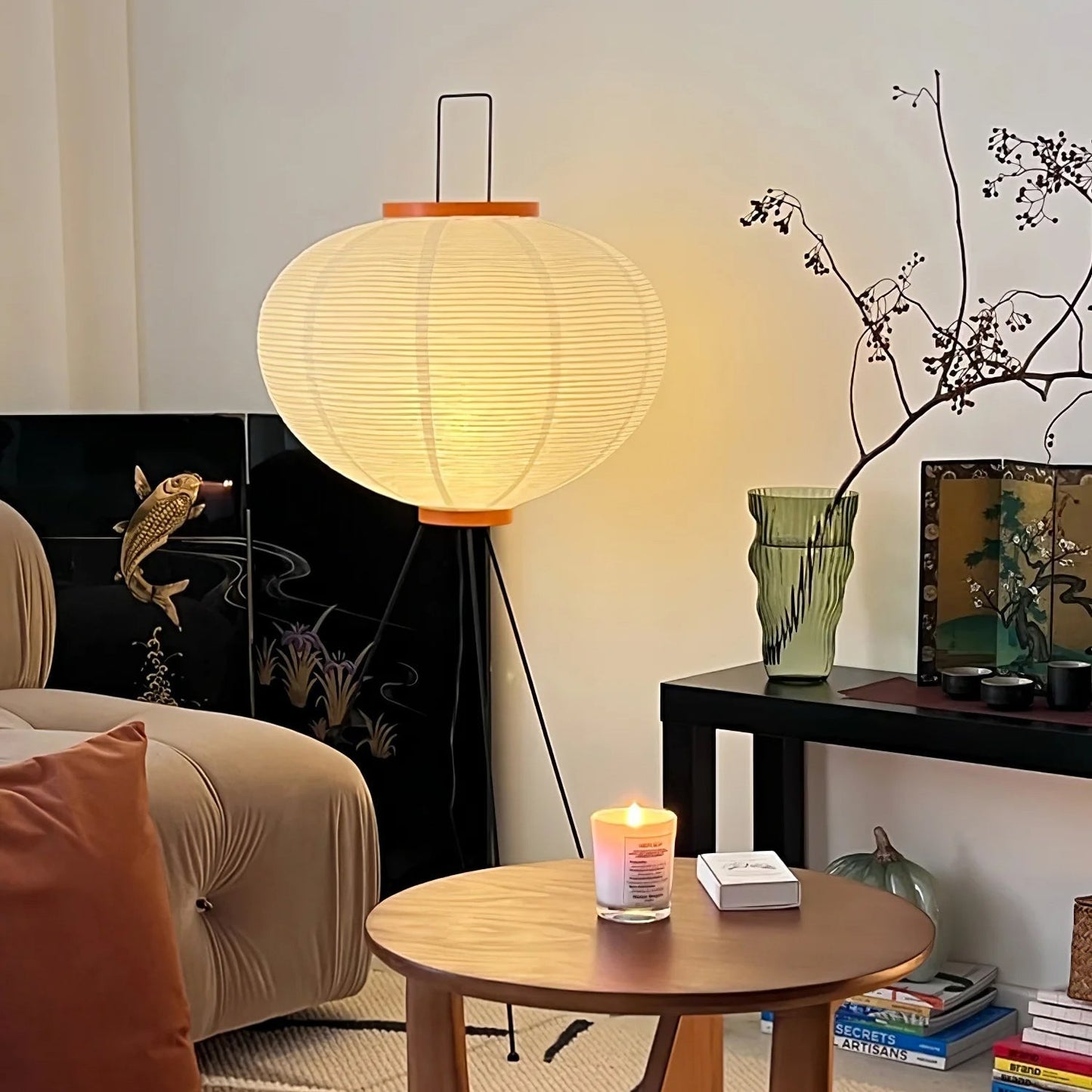 Rijstpapier vloerlamp 123cm metaal wit woonkamer staande lamp Japandi wabi sabi verlichting design