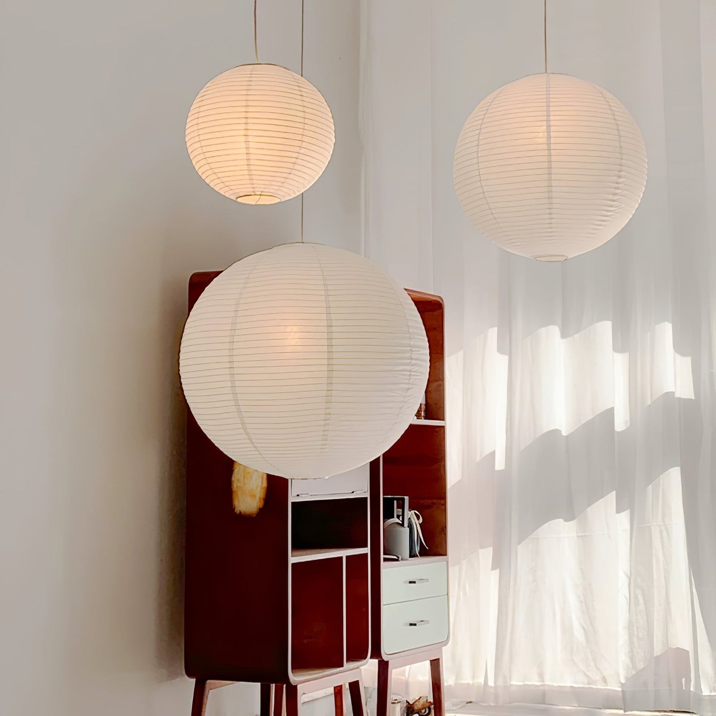 Japanse Mulberry Paper Hanglamp — Handgemaakte Washi Lampenkap Bol Sfeerverlichting