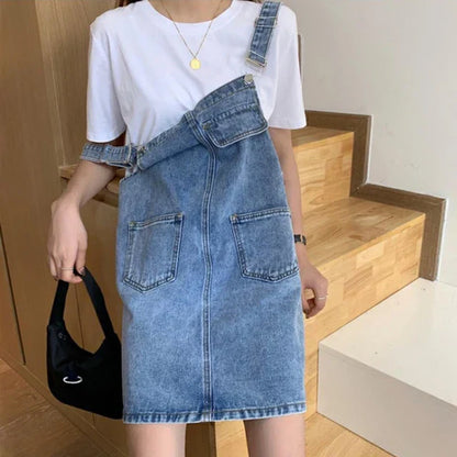 Mouwloze Denim Overall Jurk Koreaans Design - StudioMarella