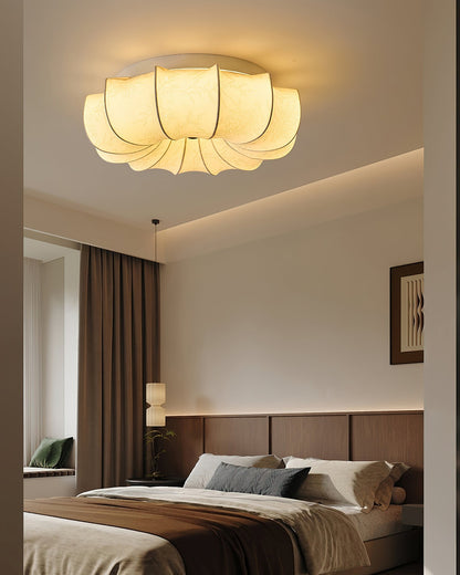 Stoffen Plafondlamp met Bloemenpatroon Natuurlijke Sfeerverlichting Scandinavisch Design Woon- en Slaapkamer Verlichting