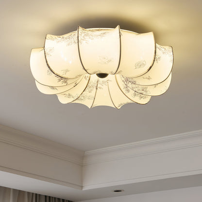 Stoffen Plafondlamp met Bloemenpatroon Natuurlijke Sfeerverlichting Scandinavisch Design Woon- en Slaapkamer Verlichting
