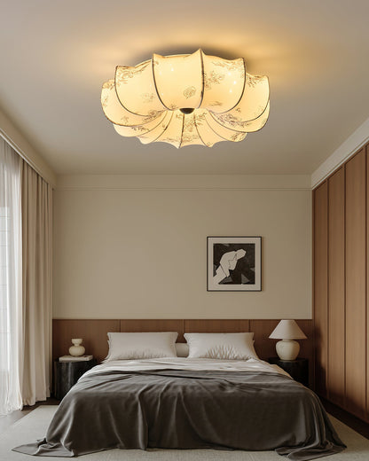 Stoffen Plafondlamp met Bloemenpatroon Natuurlijke Sfeerverlichting Scandinavisch Design Woon- en Slaapkamer Verlichting