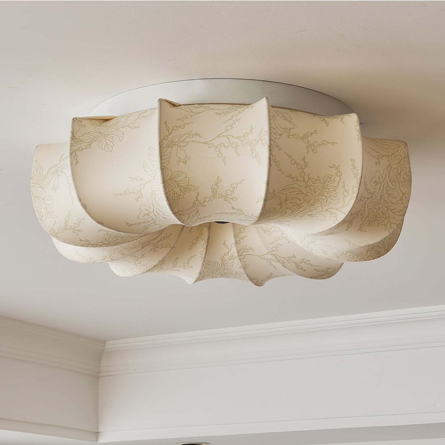 Stoffen Plafondlamp met Bloemenpatroon Natuurlijke Sfeerverlichting Scandinavisch Design Woon- en Slaapkamer Verlichting