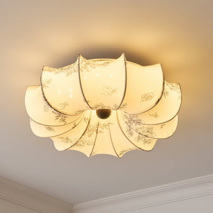 Stoffen Plafondlamp met Bloemenpatroon Natuurlijke Sfeerverlichting Scandinavisch Design Woon- en Slaapkamer Verlichting