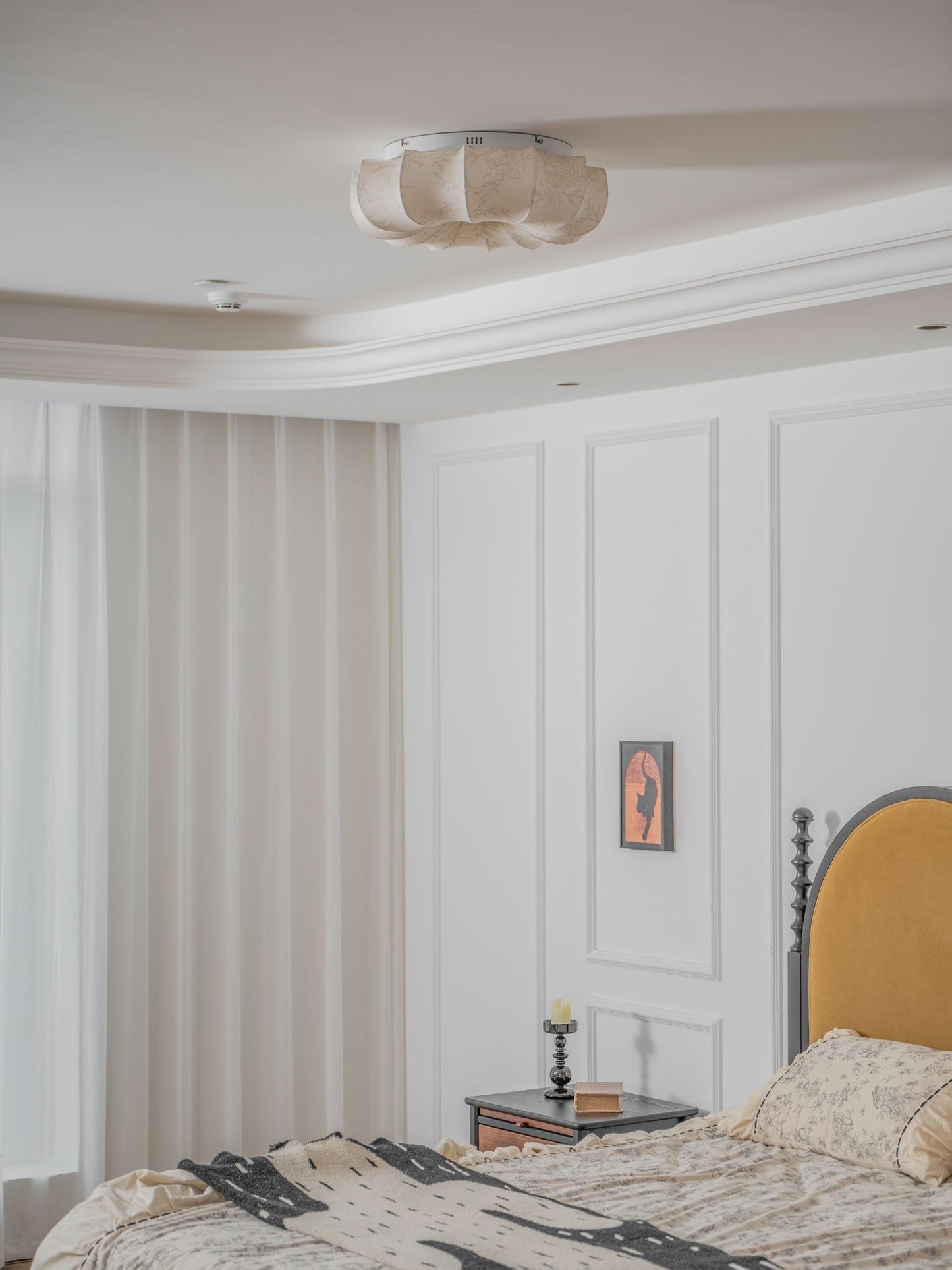 Stoffen Plafondlamp met Bloemenpatroon Natuurlijke Sfeerverlichting Scandinavisch Design Woon- en Slaapkamer Verlichting