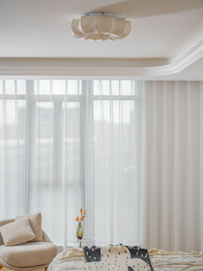 Stoffen Plafondlamp met Bloemenpatroon Natuurlijke Sfeerverlichting Scandinavisch Design Woon- en Slaapkamer Verlichting