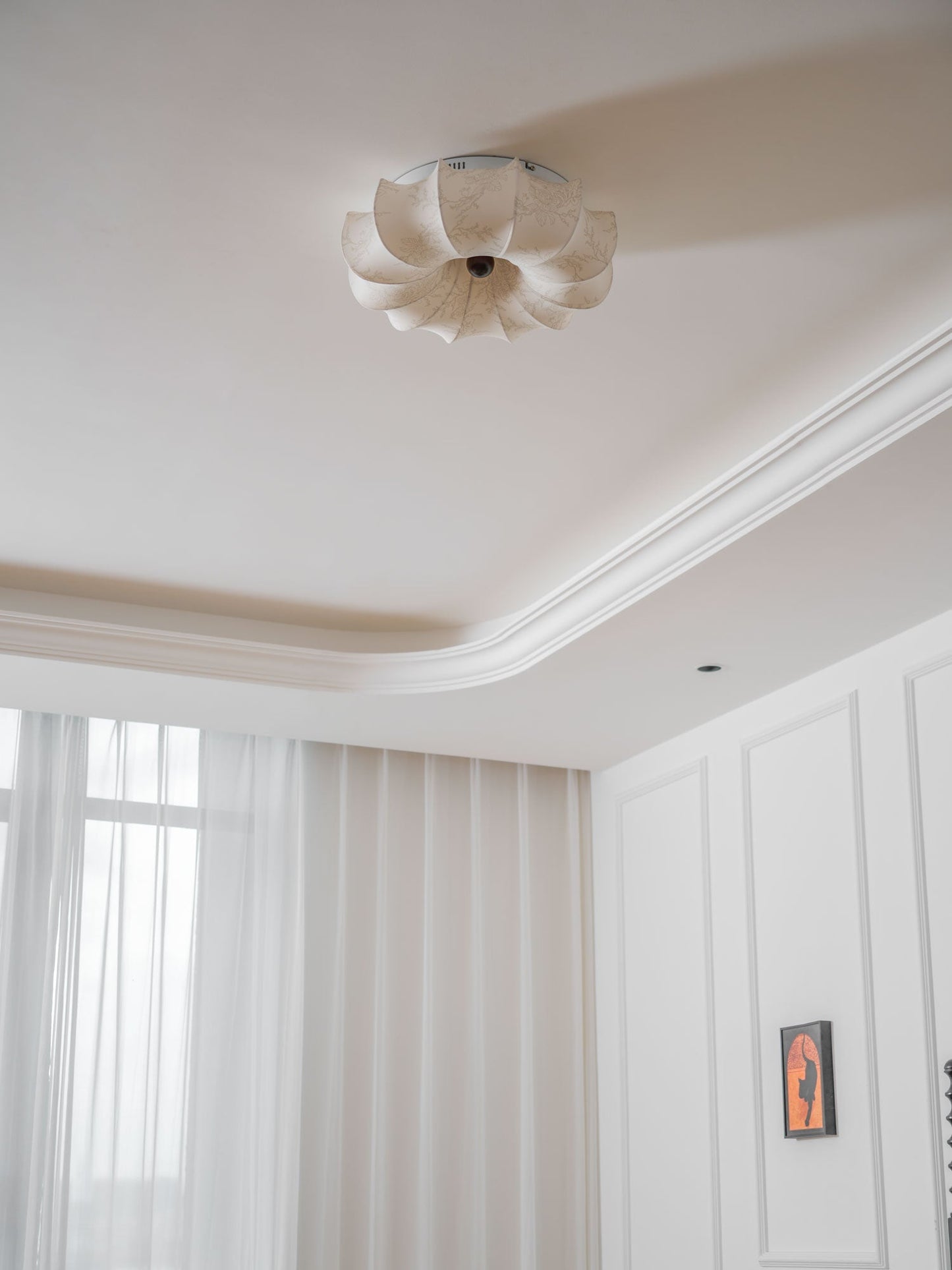 Stoffen Plafondlamp met Bloemenpatroon Natuurlijke Sfeerverlichting Scandinavisch Design Woon- en Slaapkamer Verlichting