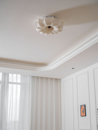 Stoffen Plafondlamp met Bloemenpatroon Natuurlijke Sfeerverlichting Scandinavisch Design Woon- en Slaapkamer Verlichting