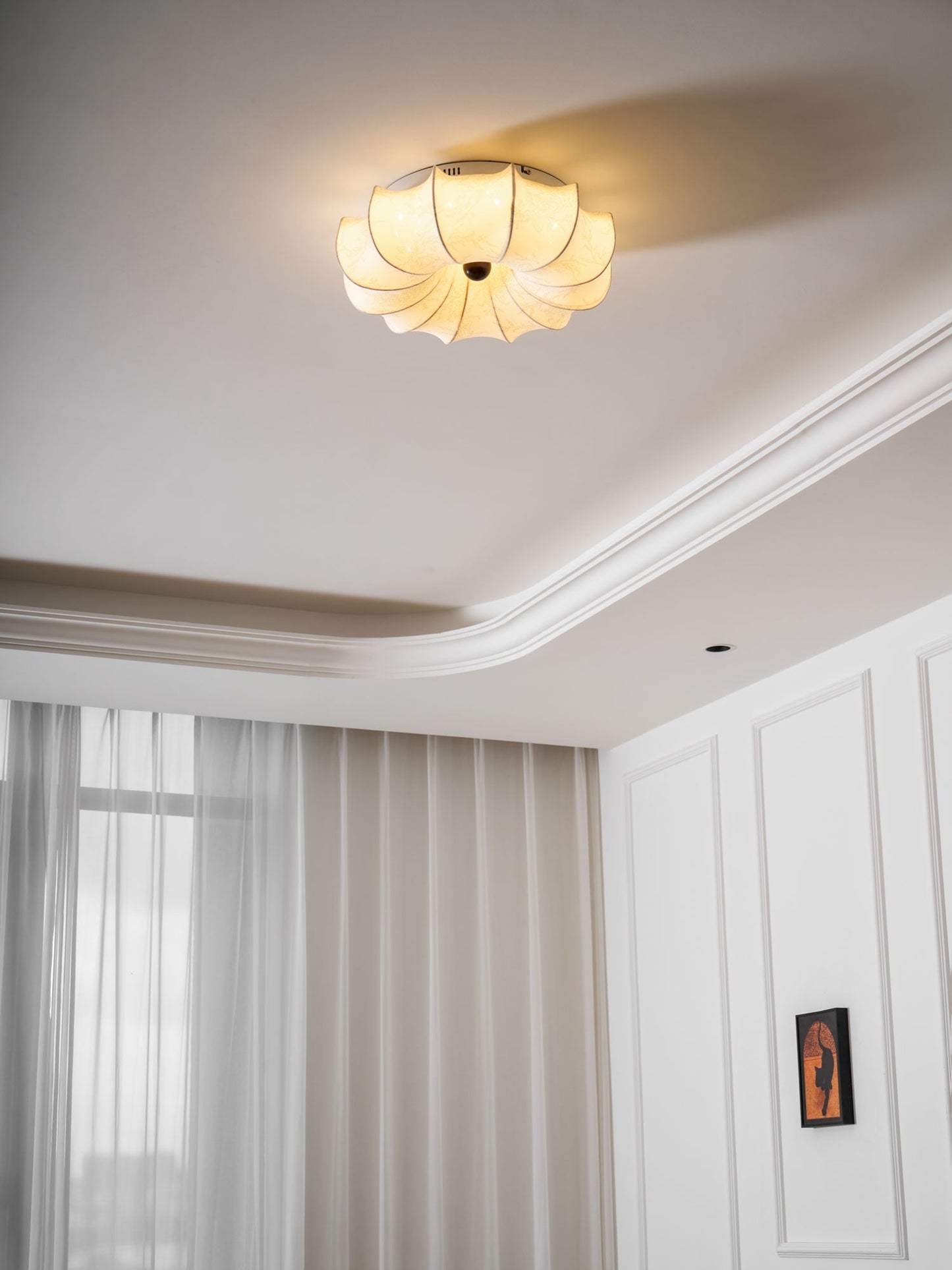 Stoffen Plafondlamp met Bloemenpatroon Natuurlijke Sfeerverlichting Scandinavisch Design Woon- en Slaapkamer Verlichting