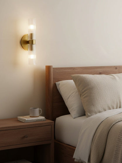 Wandlamp met dubbele geribbelde glazen buizen – hedendaagse wandverlichting voor hal en entree