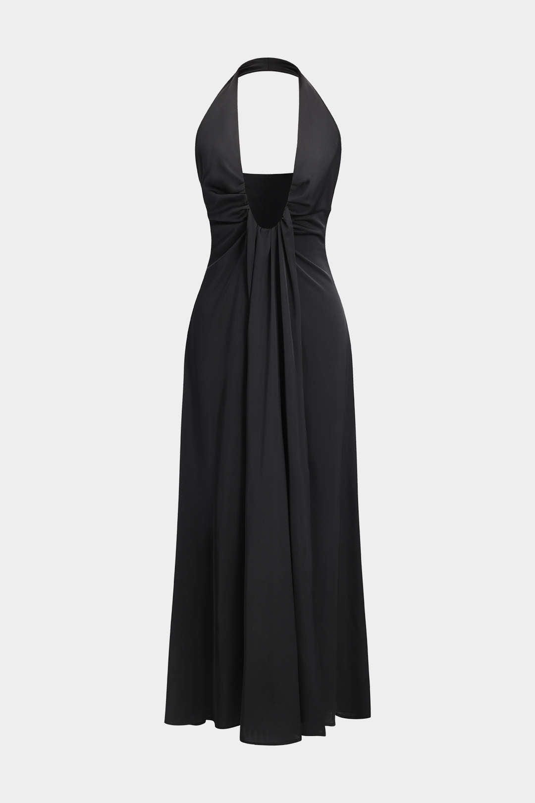 Zwarte Avondjurk voor Vrouw Maxi Halterneck Elegante Jurk - StudioMarella