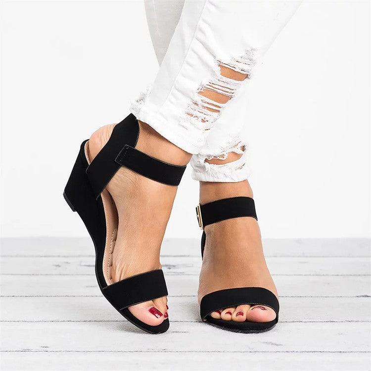 Rochelle | Dames Sandalen Zwart Sleehak Casual 1