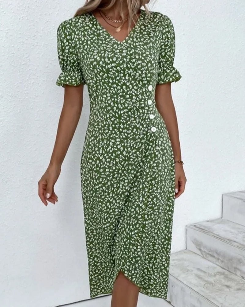 Rosa Wikkeljurk | Elegante Damesjurk met Bloemenprint 1