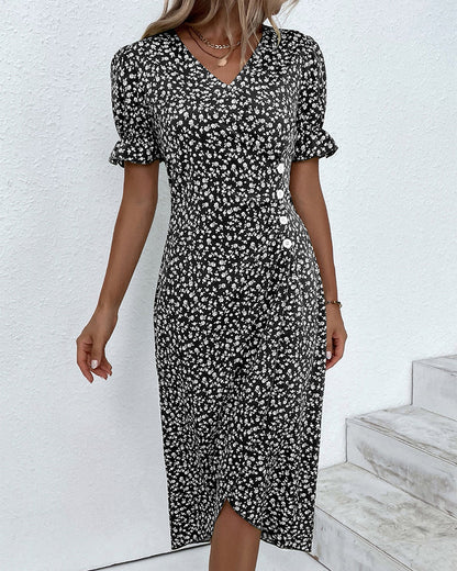 Rosa Wikkeljurk | Elegante Damesjurk met Bloemenprint 6