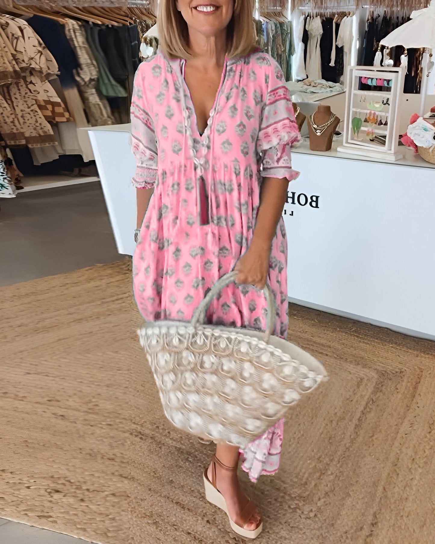 Maxi Jurk Bloemenprint Boho Stijl