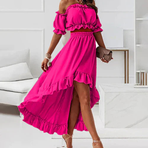 Vrouwen Zomerjurk Ruches Elegant Jurkset