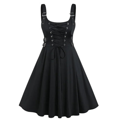 Gothic Feestjurk met Veterriemen voor Vrouw