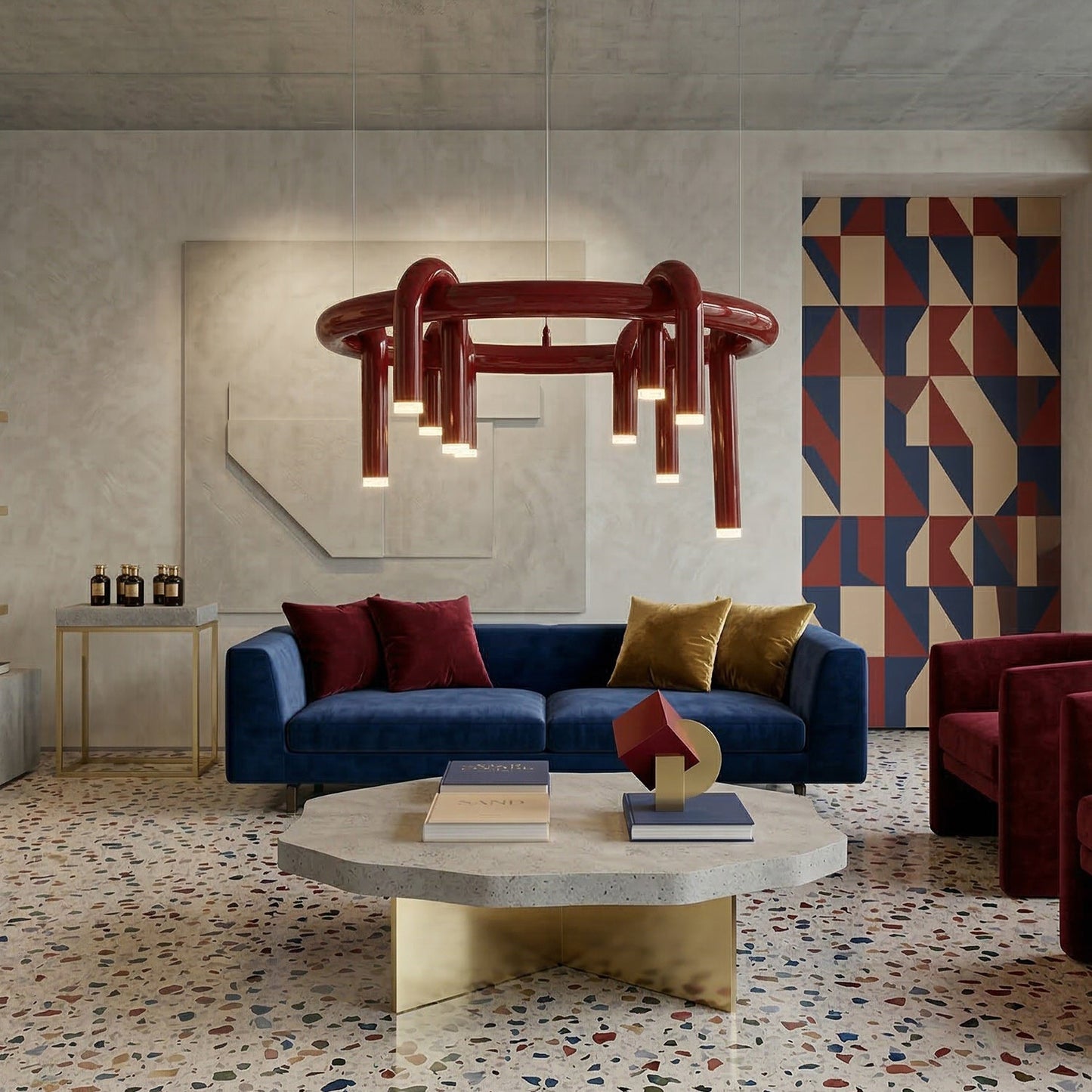 Rosso U-vormige Kroonluchter — Moderne Metalen Hanglamp met LED-Verlichting