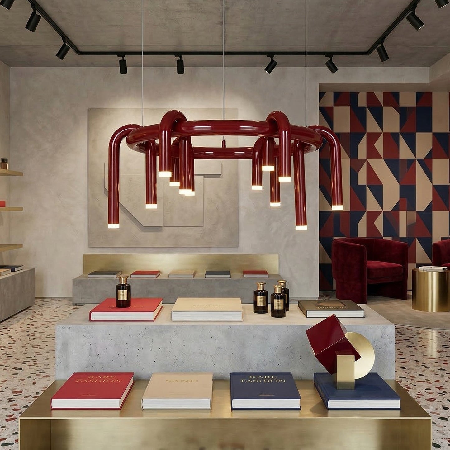 Rosso U-vormige Kroonluchter — Moderne Metalen Hanglamp met LED-Verlichting