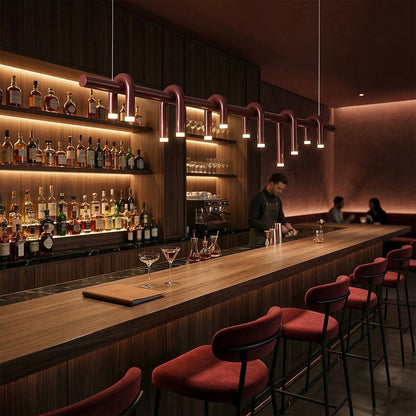 Rosso U-vormige Kroonluchter — Moderne Metalen Hanglamp met LED-Verlichting