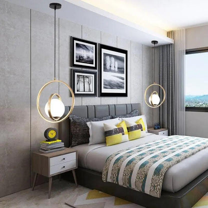 Draaibare Gouden Hanglamp met Verstelbare Ringen – Moderne Verlichting voor Woonkamer