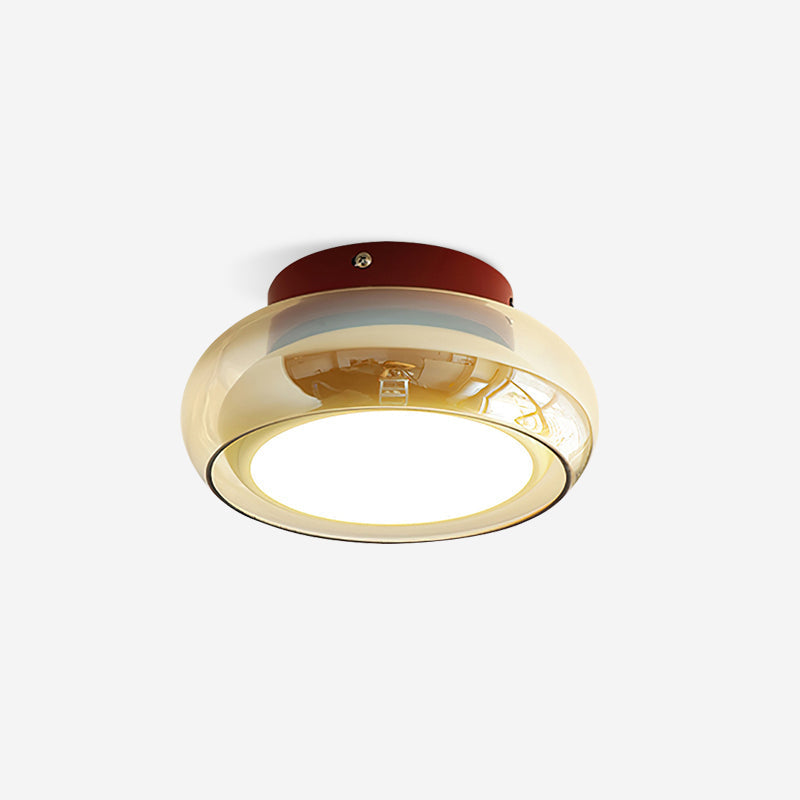 Plafondlamp Cognac Glas Metaal Rood Accent 3 Lichtkleuren LED Woonkamer Slaapkamer Luxe