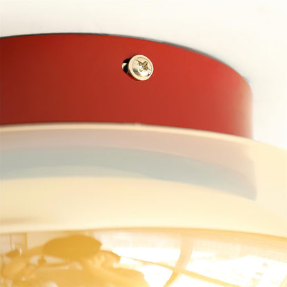 Plafondlamp Cognac Glas Metaal Rood Accent 3 Lichtkleuren LED Woonkamer Slaapkamer Luxe