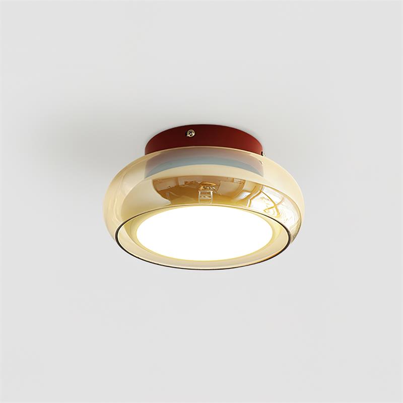 Plafondlamp Cognac Glas Metaal Rood Accent 3 Lichtkleuren LED Woonkamer Slaapkamer Luxe