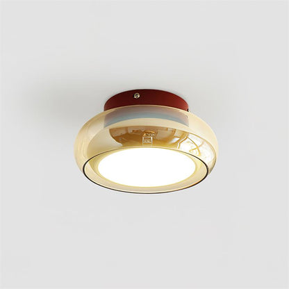Plafondlamp Cognac Glas Metaal Rood Accent 3 Lichtkleuren LED Woonkamer Slaapkamer Luxe