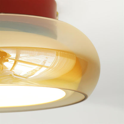 Plafondlamp Cognac Glas Metaal Rood Accent 3 Lichtkleuren LED Woonkamer Slaapkamer Luxe