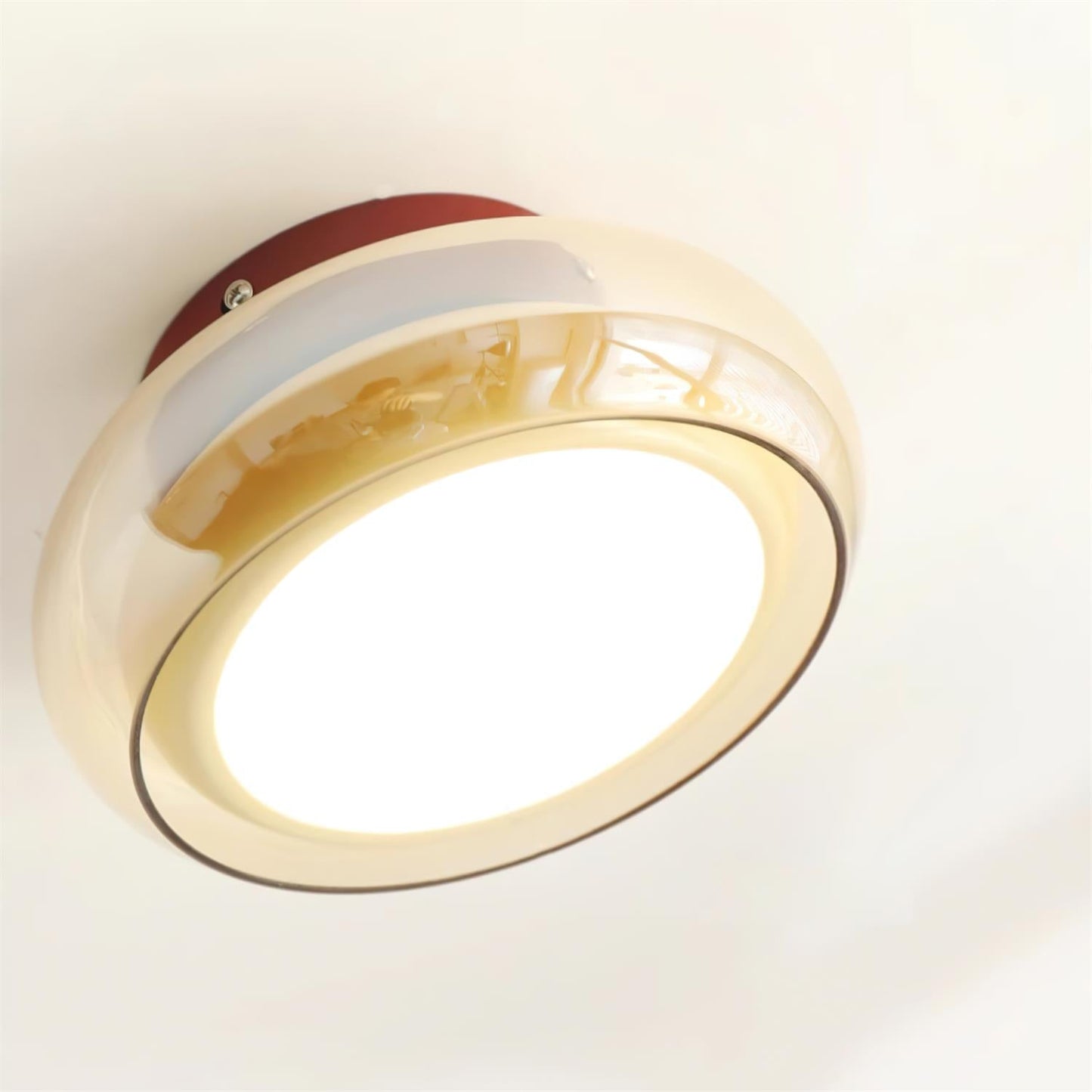 Plafondlamp Cognac Glas Metaal Rood Accent 3 Lichtkleuren LED Woonkamer Slaapkamer Luxe