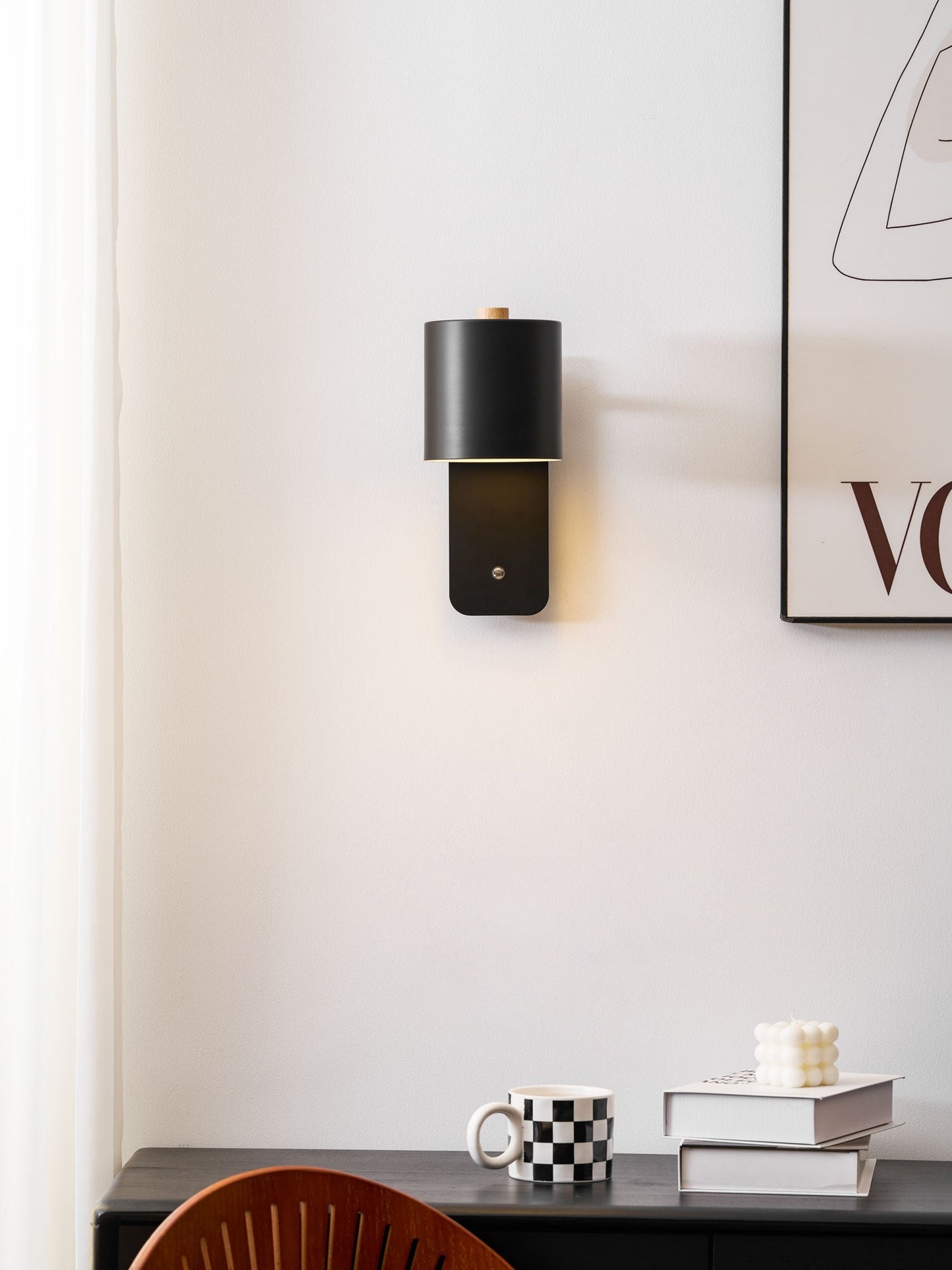 Draaibare Wandlamp Oplaadbaar USB-C 350° Rotatie Dimbaar Touch 4 Kleuren