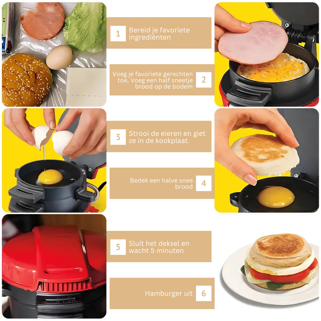 Elektrische Tosti-ijzer voor Perfect Gegrilde Broodjes & Sandwiches - Snelle Bereiding & Antiaanbaklaag