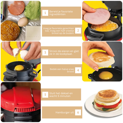 Elektrische Tosti-ijzer voor Perfect Gegrilde Broodjes & Sandwiches - Snelle Bereiding & Antiaanbaklaag