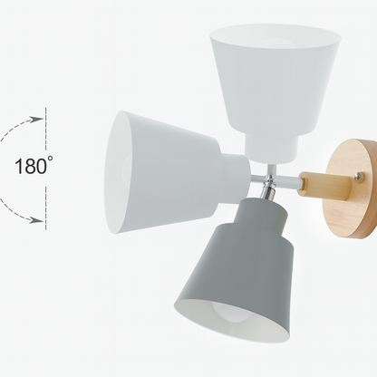 Wandlamp Metaal Hout Trekschakelaar 180° Draaibaar E27 Leeslamp Slaapkamer