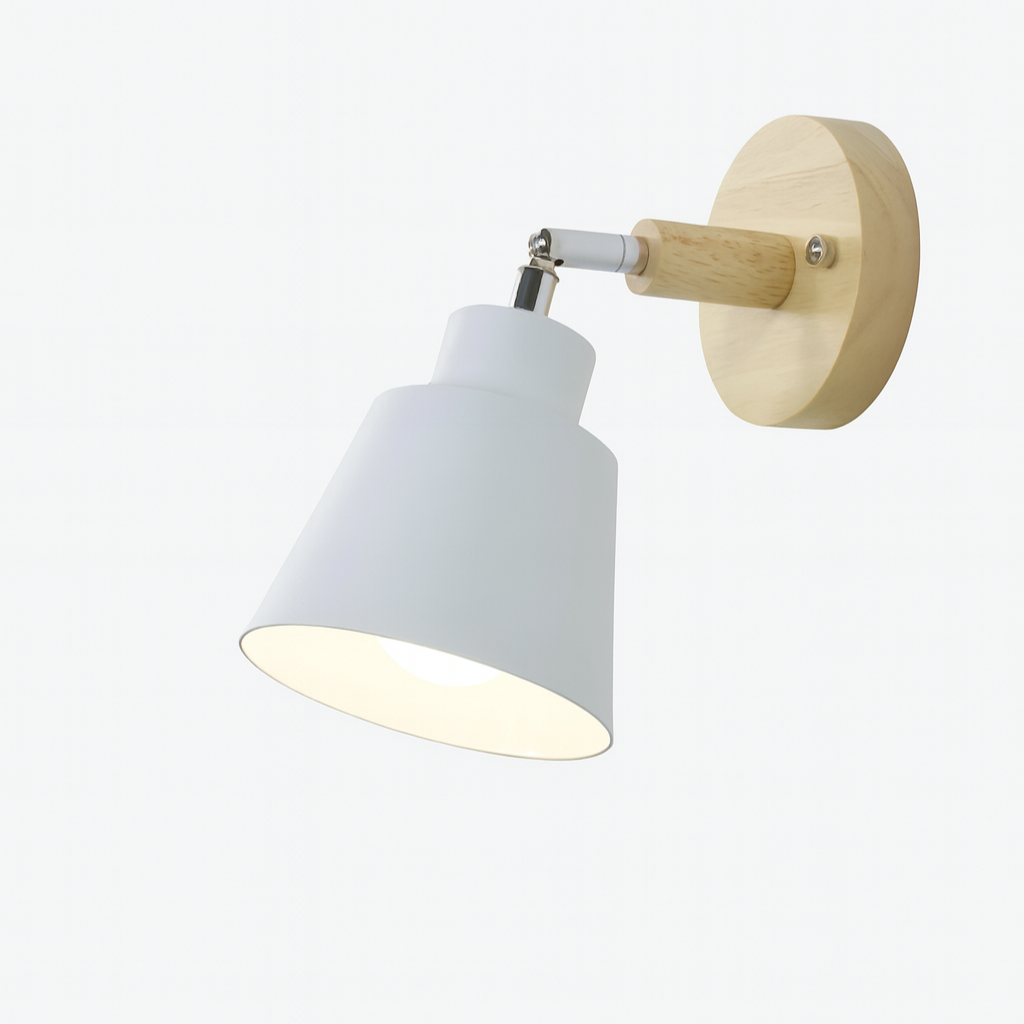 Wandlamp Metaal Hout Trekschakelaar 180° Draaibaar E27 Leeslamp Slaapkamer