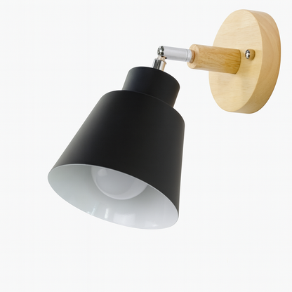 Wandlamp Metaal Hout Trekschakelaar 180° Draaibaar E27 Leeslamp Slaapkamer