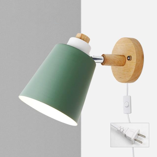 Wandlamp Hout Metaal Draaibaar E27 Leeslamp Slaapkamer Woonkamer Scandinavisch