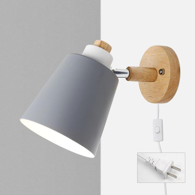 Wandlamp Hout Metaal Draaibaar E27 Leeslamp Slaapkamer Woonkamer Scandinavisch