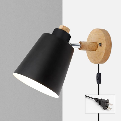 Wandlamp Hout Metaal Draaibaar E27 Leeslamp Slaapkamer Woonkamer Scandinavisch