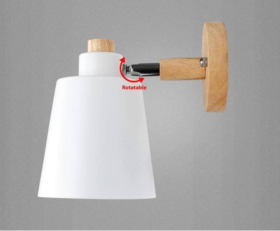 Wandlamp Hout Metaal Draaibaar E27 Leeslamp Slaapkamer Woonkamer Scandinavisch