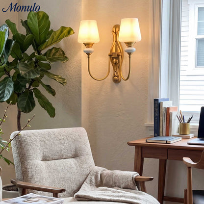 Keramische wandlamp met stoffen kap - 1 of 2 lichtpunten - E27 - diverse kleuren & stijlen
