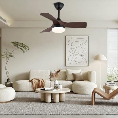 Minimalistische Plafondventilator Orlen met Hout-Look en Verlichting 81 cm | Scandinavische Plafondventilator met Lamp | Afstandsbediening 6 Snelheden | Nordic Design Ventilator Plafond