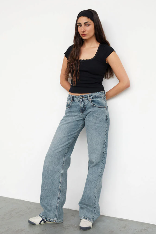 Roxy Low-Rise Jeans Comfortabel Stretch Y2K Stijl