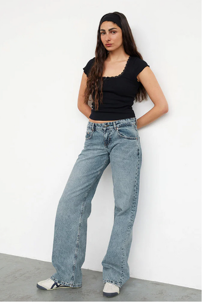 Roxy Low-Rise Jeans Comfortabel Stretch Y2K Stijl